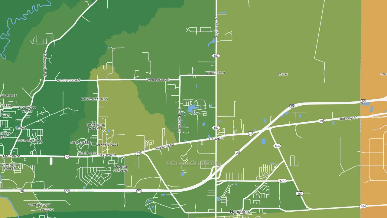 Princeton, LA Map of Burglary Rates
