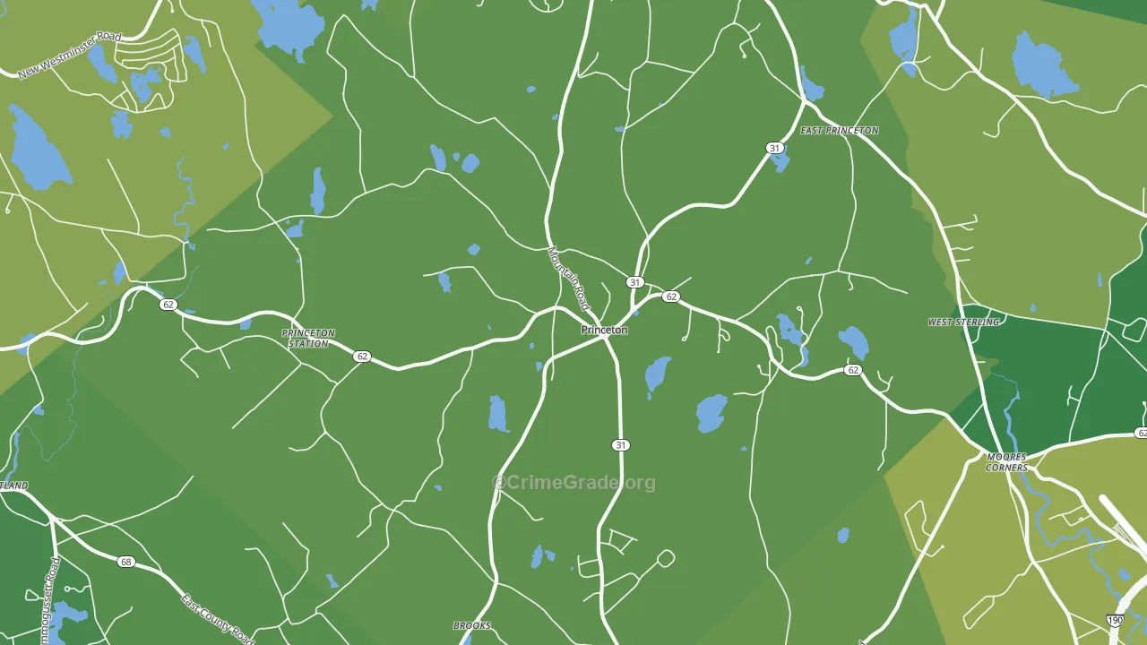 Princeton, MA Map of Burglary Rates