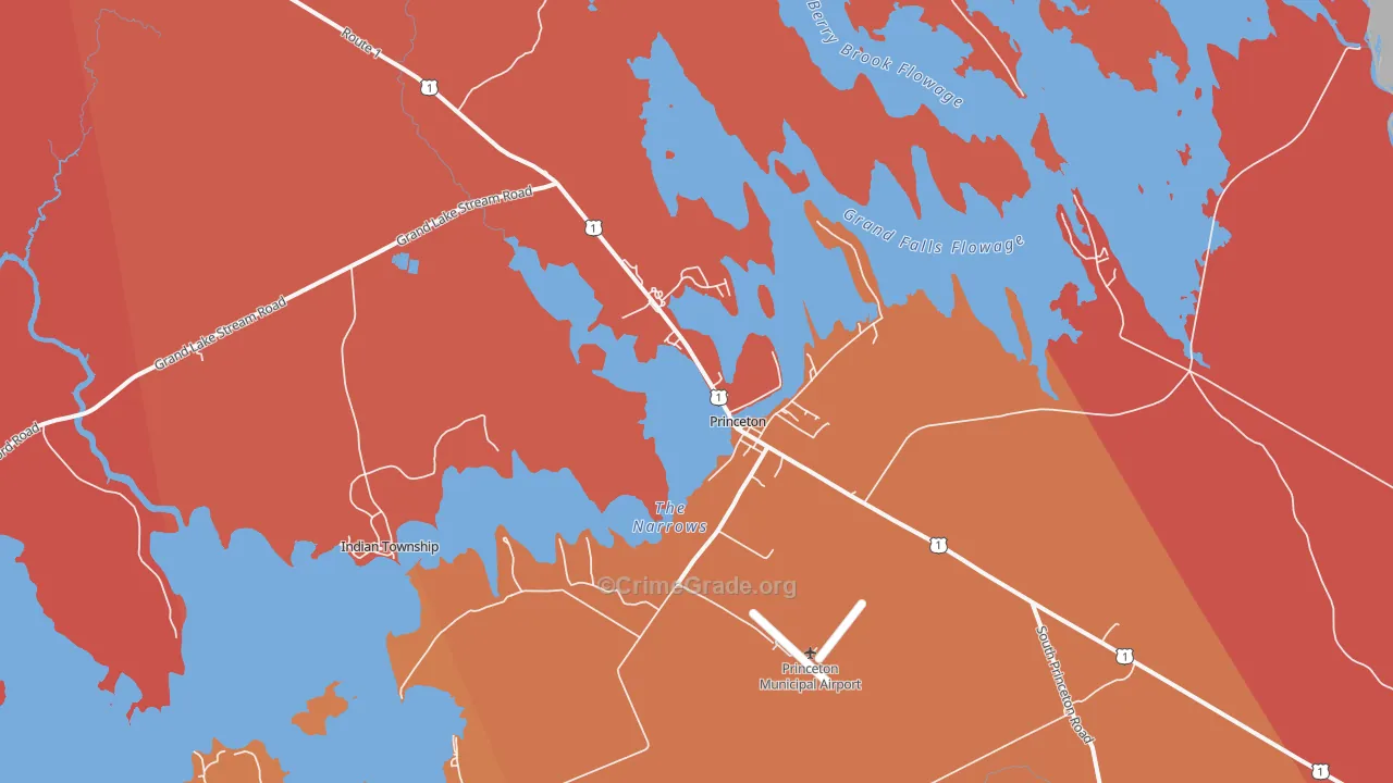 Princeton, ME Map of Burglary Rates