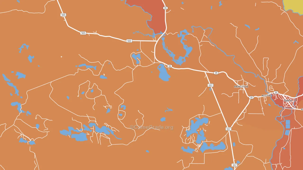 Princeton, MI Map of Burglary Rates