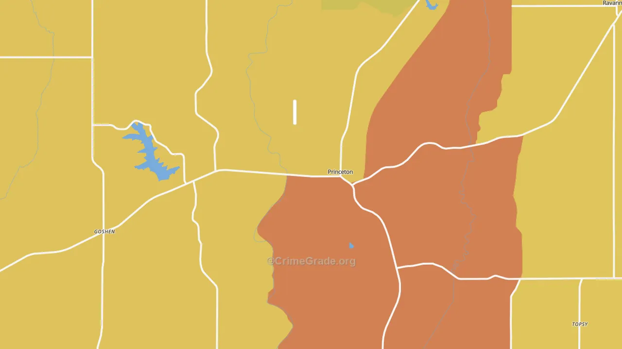 Princeton, MO Map of Burglary Rates