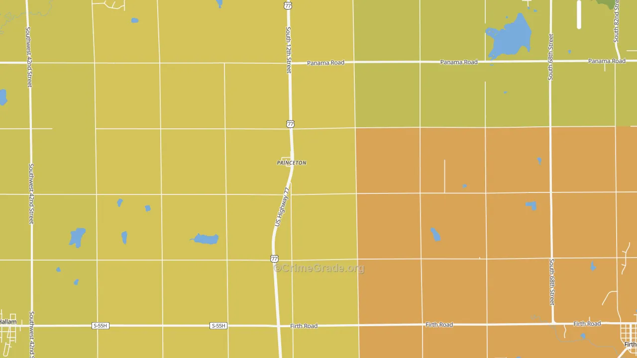 Princeton, NE Map of Burglary Rates