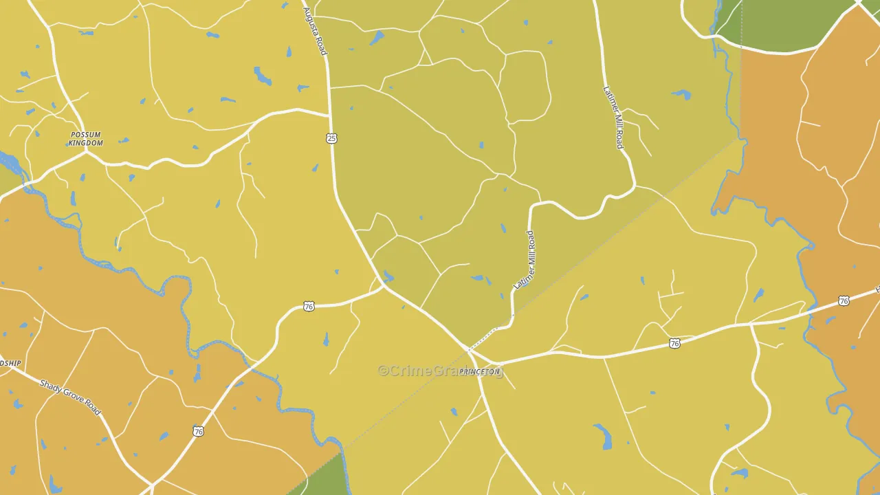Princeton, SC Map of Burglary Rates
