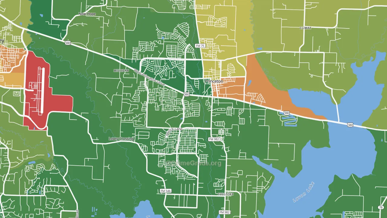 Princeton, TX Map of Burglary Rates