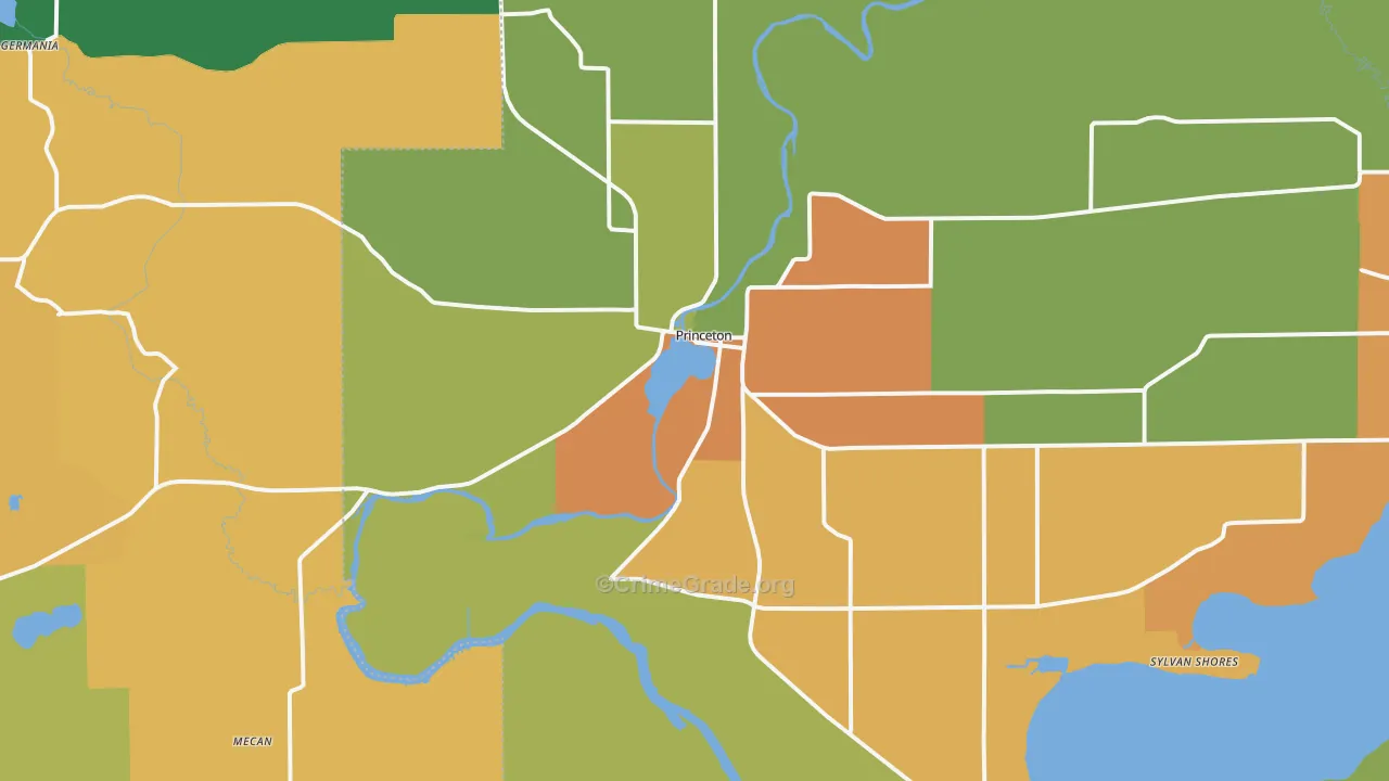 Princeton, WI Map of Burglary Rates