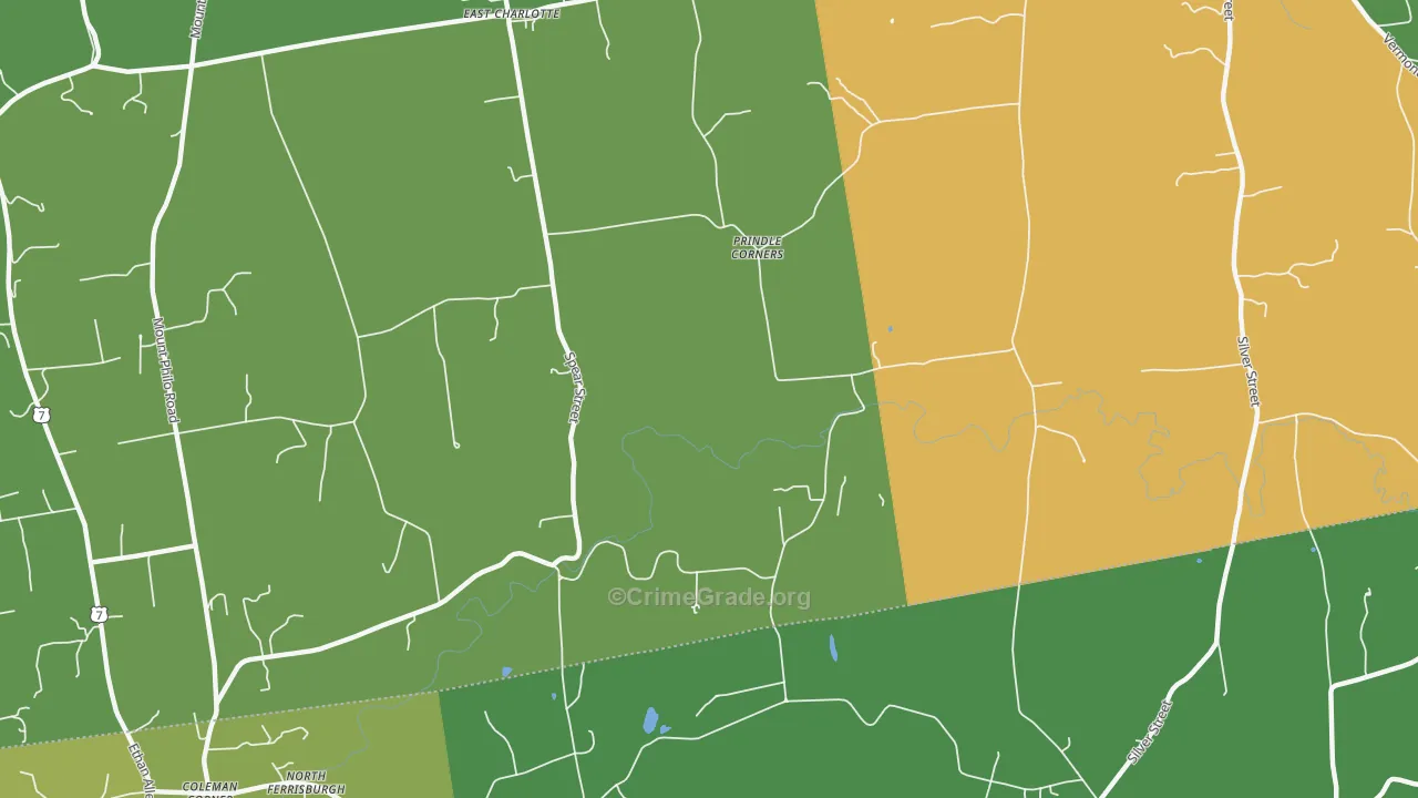 Prindle Corner, VT Map of Burglary Rates