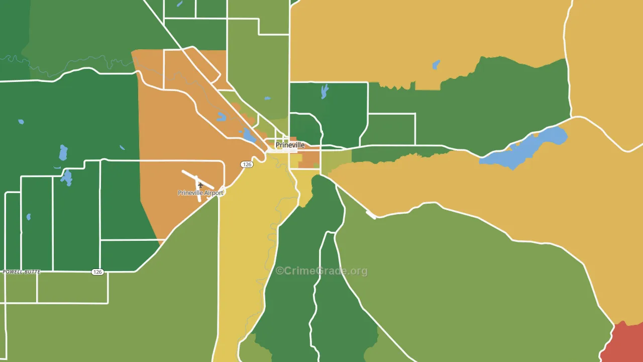 Prineville, OR Map of Burglary Rates