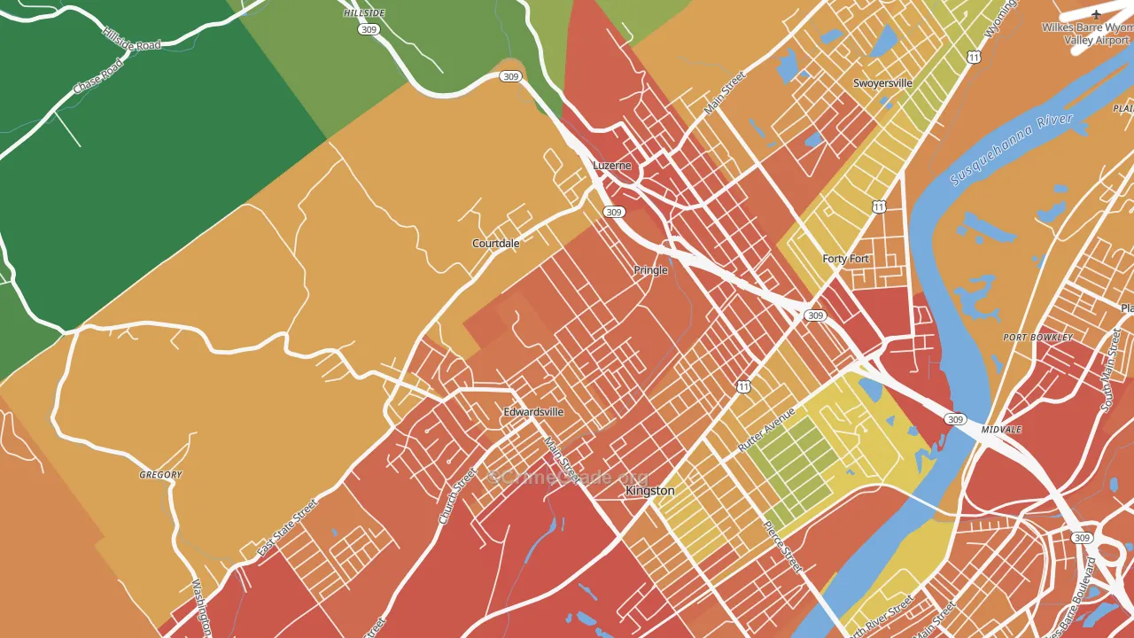 Pringle, PA Map of Burglary Rates