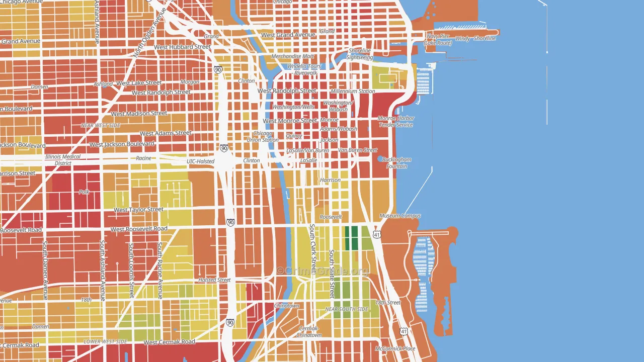 Printers Row, Chicago, IL Map of Burglary Rates