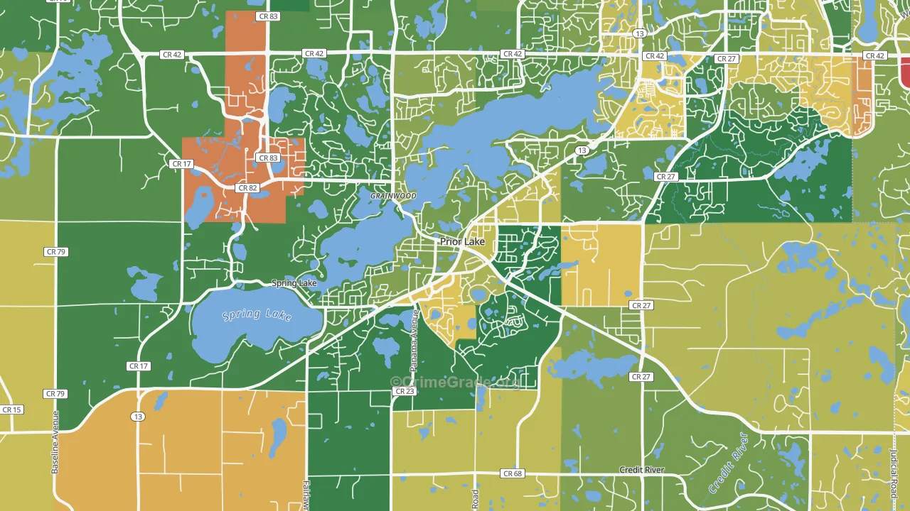 Prior Lake, MN Map of Burglary Rates