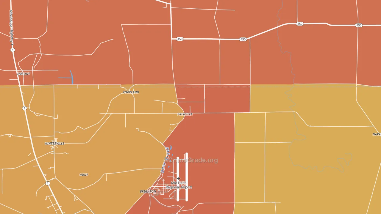 Priscilla, MS Map of Burglary Rates
