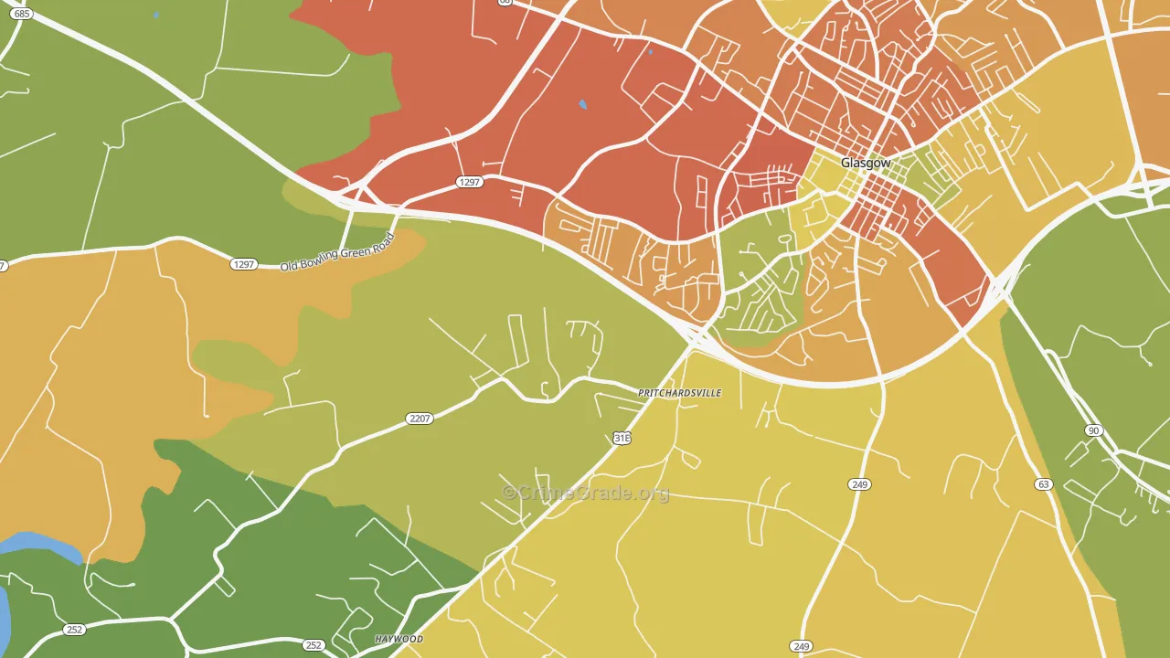 Pritchardsville, KY Map of Burglary Rates