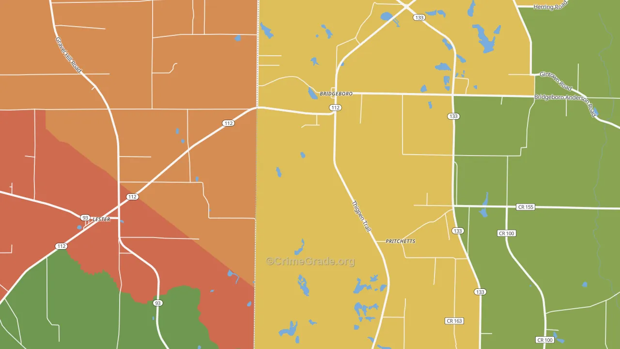 Pritchetts, GA Map of Burglary Rates