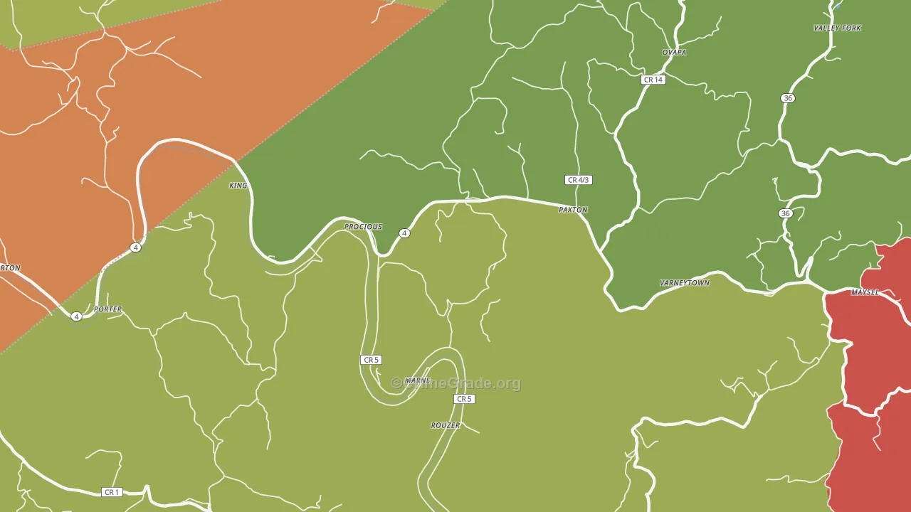 Procious, WV Map of Burglary Rates