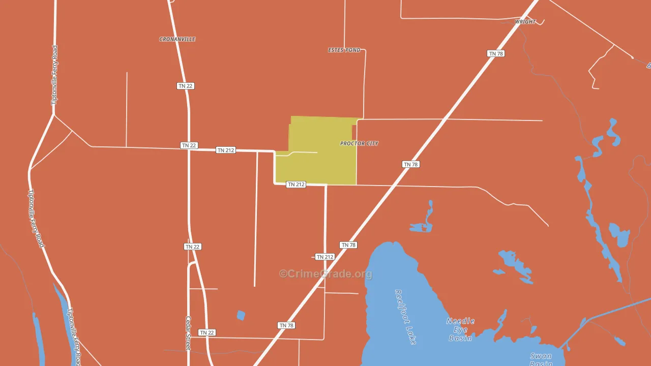 Proctor City, TN Map of Burglary Rates
