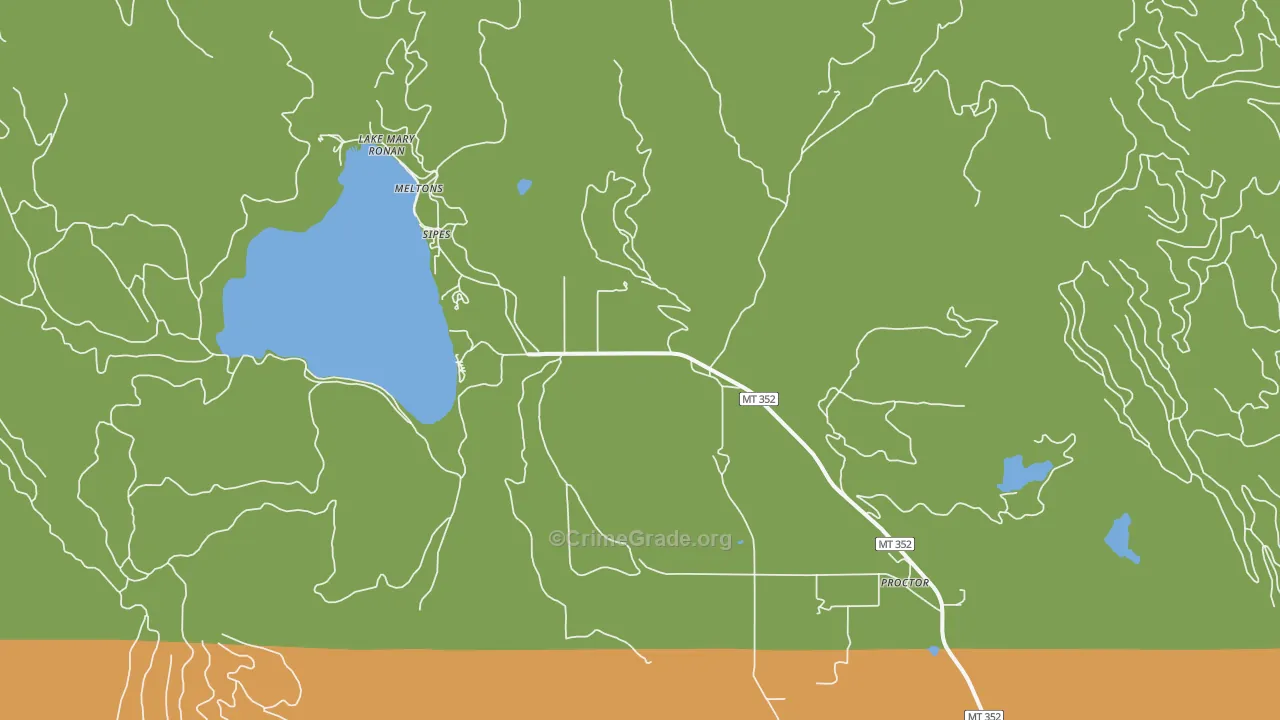 Proctor, MT Map of Burglary Rates