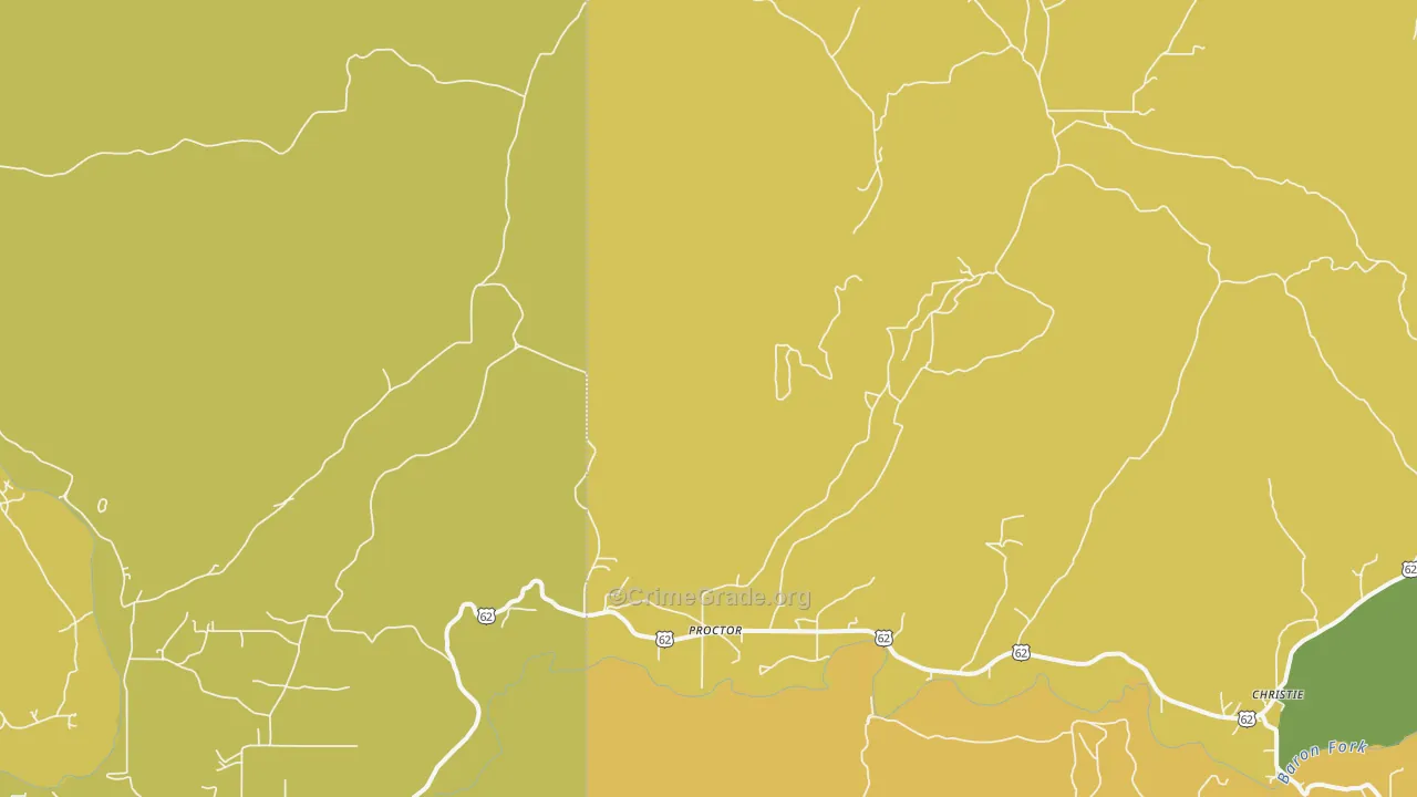 Proctor, OK Map of Burglary Rates
