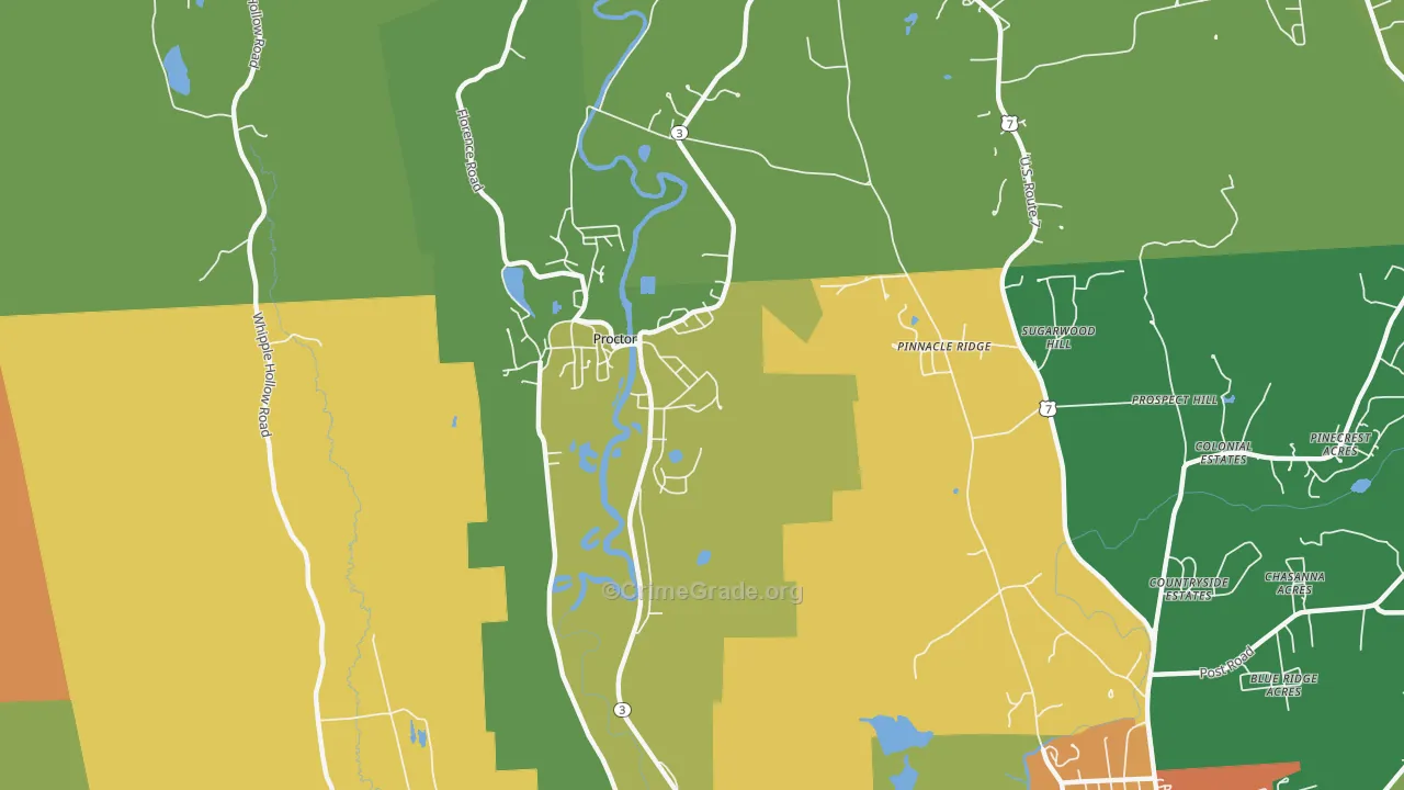 Proctor, VT Map of Burglary Rates