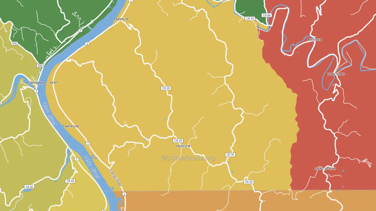 Proctor, WV Map of Burglary Rates