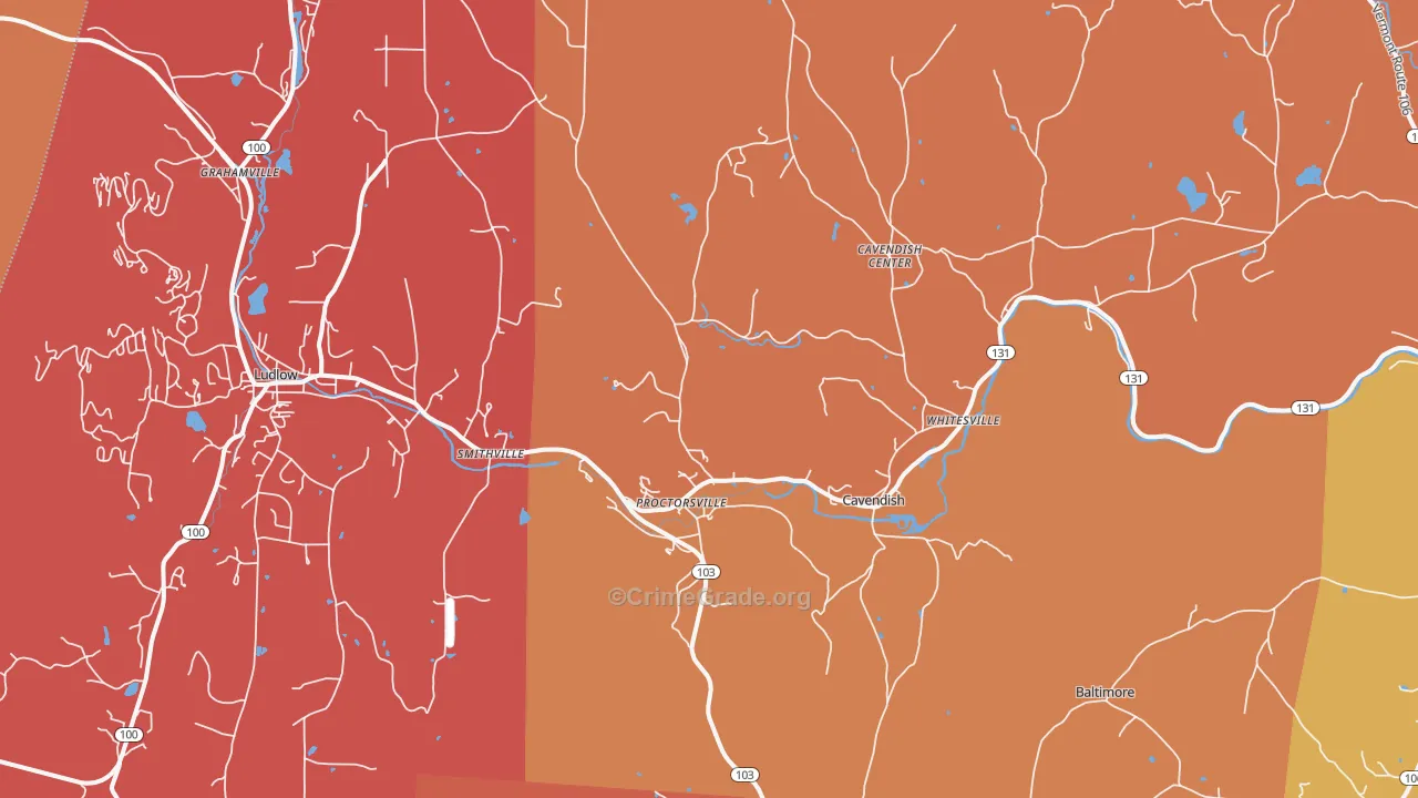 Proctorsville, VT Map of Burglary Rates