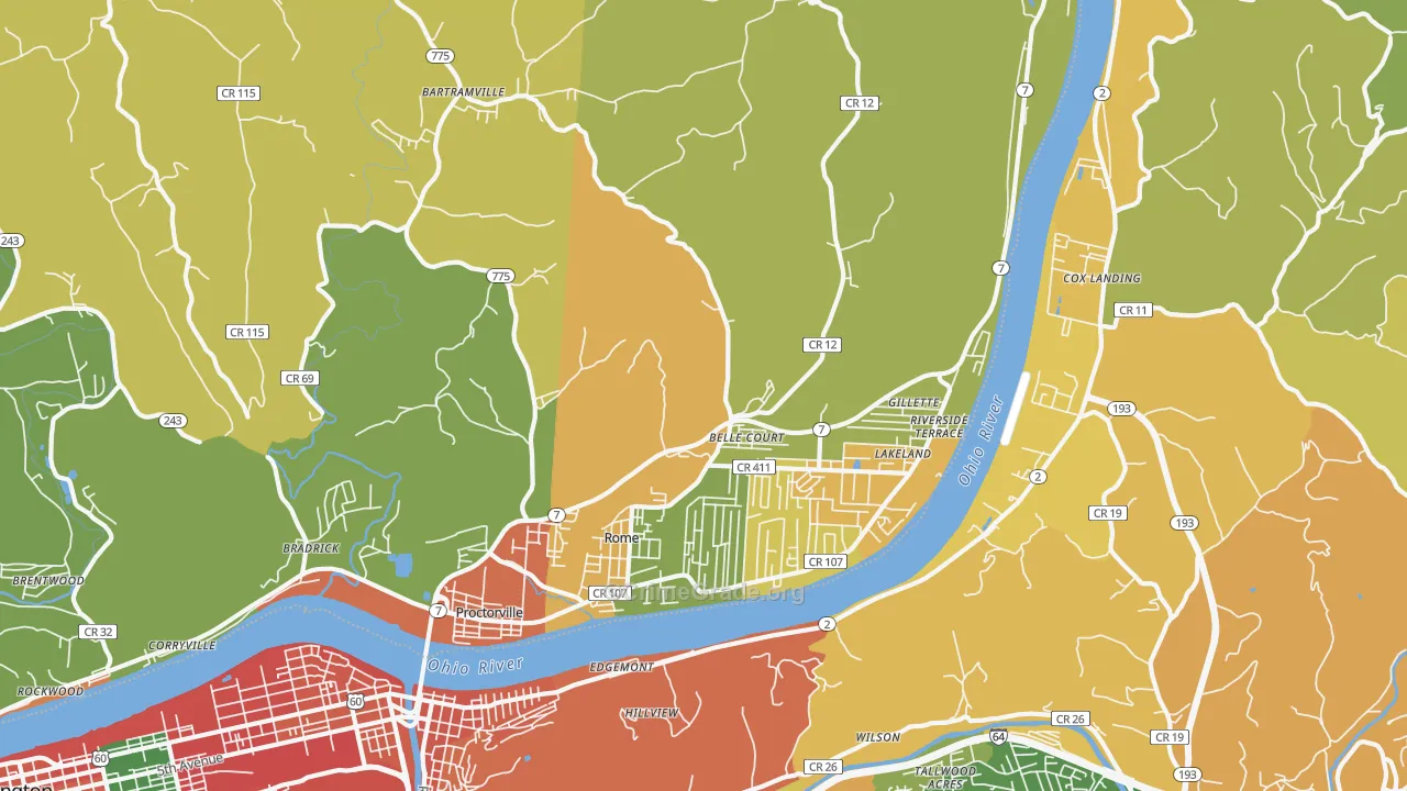 Proctorville, OH Map of Burglary Rates
