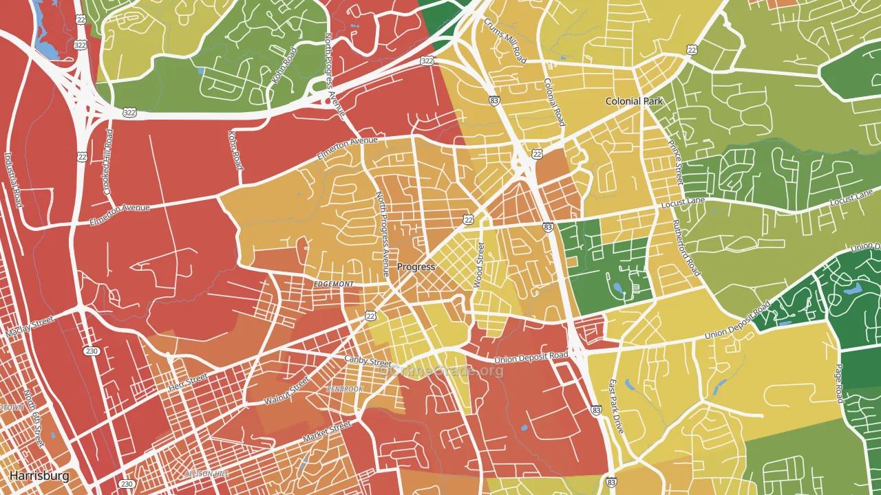 Progress, PA Map of Burglary Rates