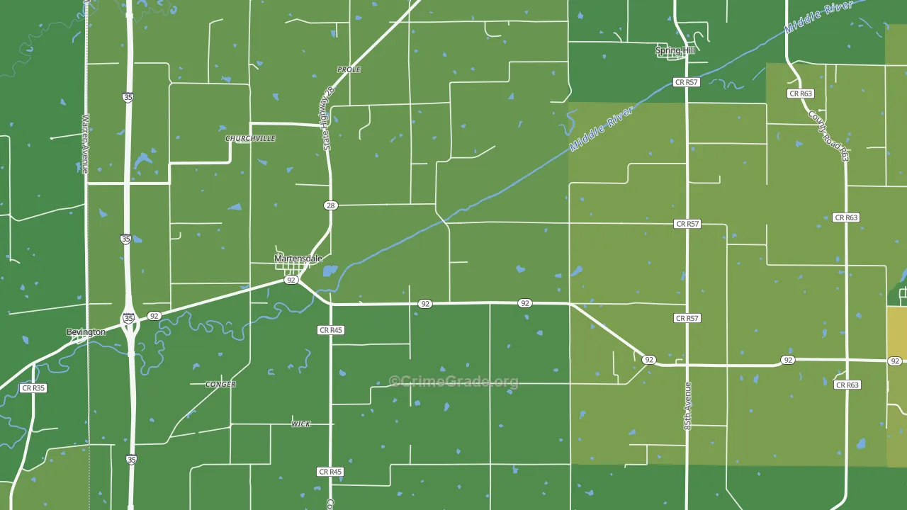 Prole, IA Map of Burglary Rates