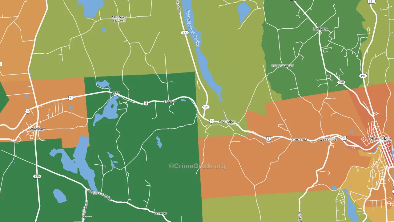 Prompton, PA Map of Burglary Rates