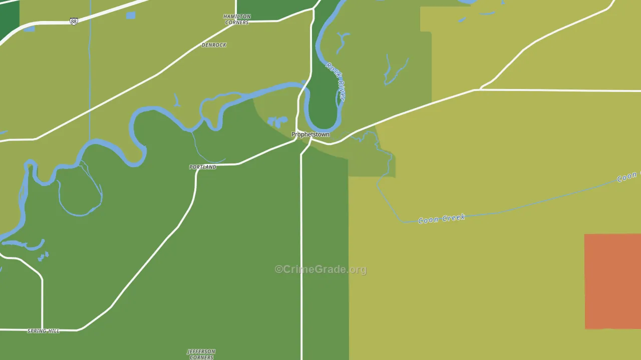 Prophetstown, IL Map of Burglary Rates
