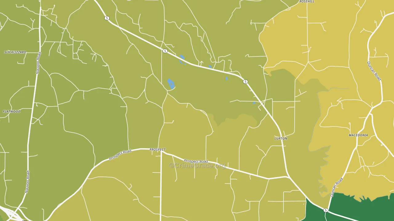 Prospect, AL Map of Burglary Rates