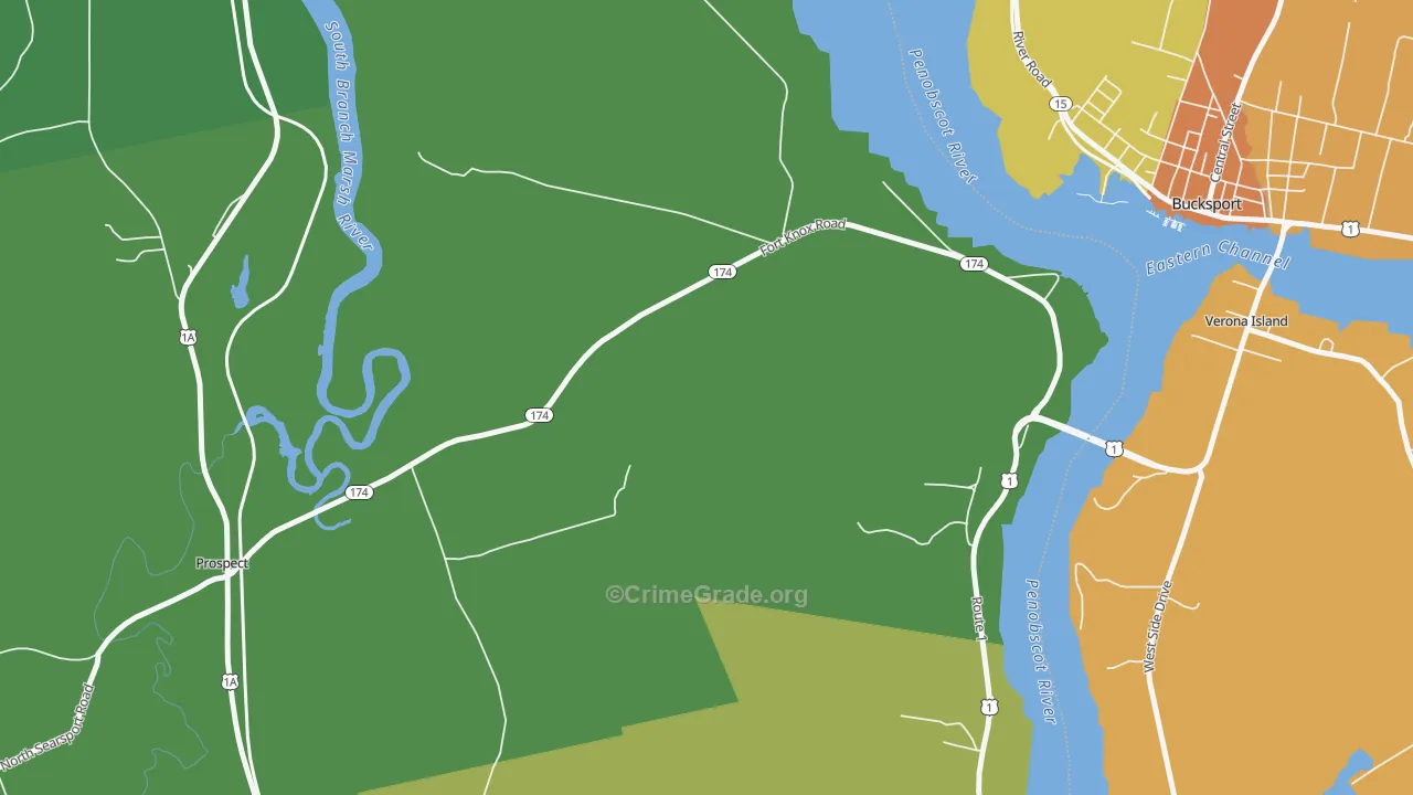 Prospect Ferry, ME Map of Burglary Rates