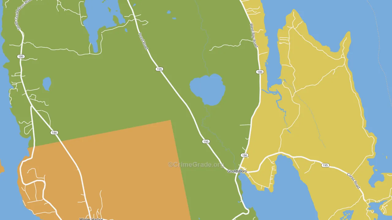 Prospect Harbor, ME Map of Burglary Rates