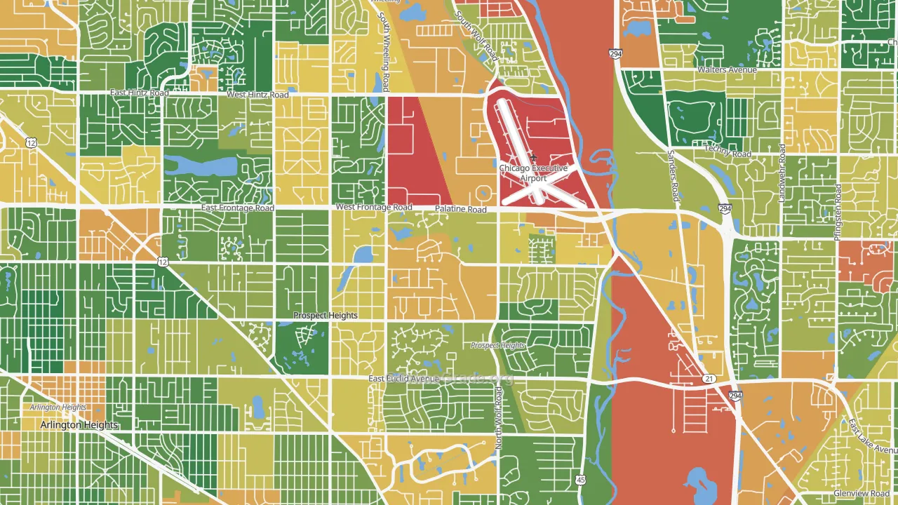 Prospect Heights, IL Map of Burglary Rates