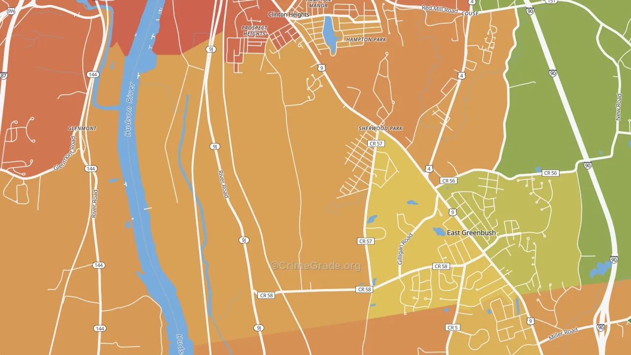 Prospect Heights, NY Map of Burglary Rates