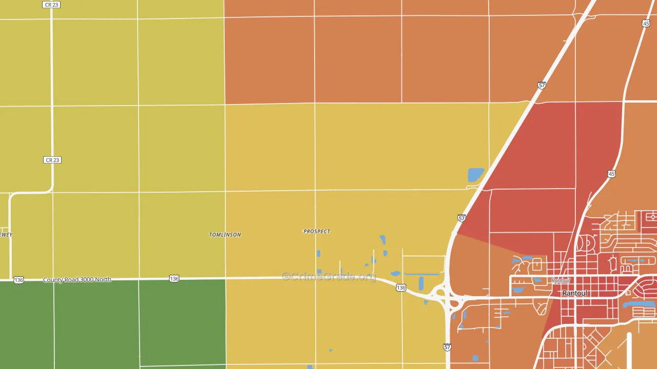 Prospect, IL Map of Burglary Rates