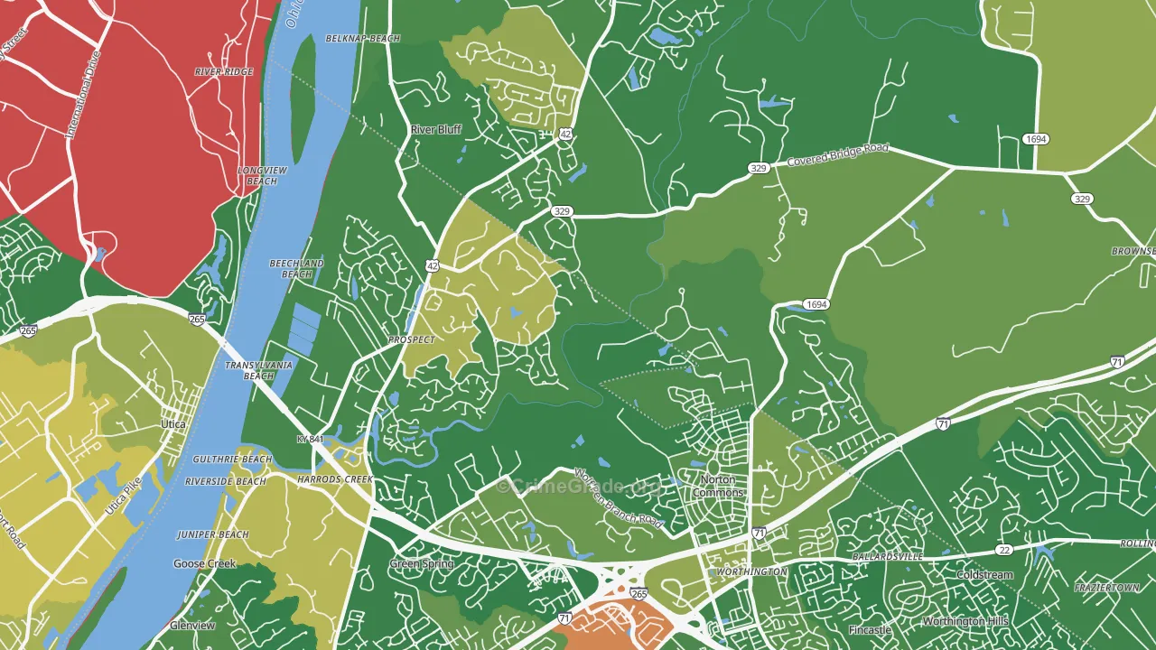 Prospect, KY Map of Burglary Rates