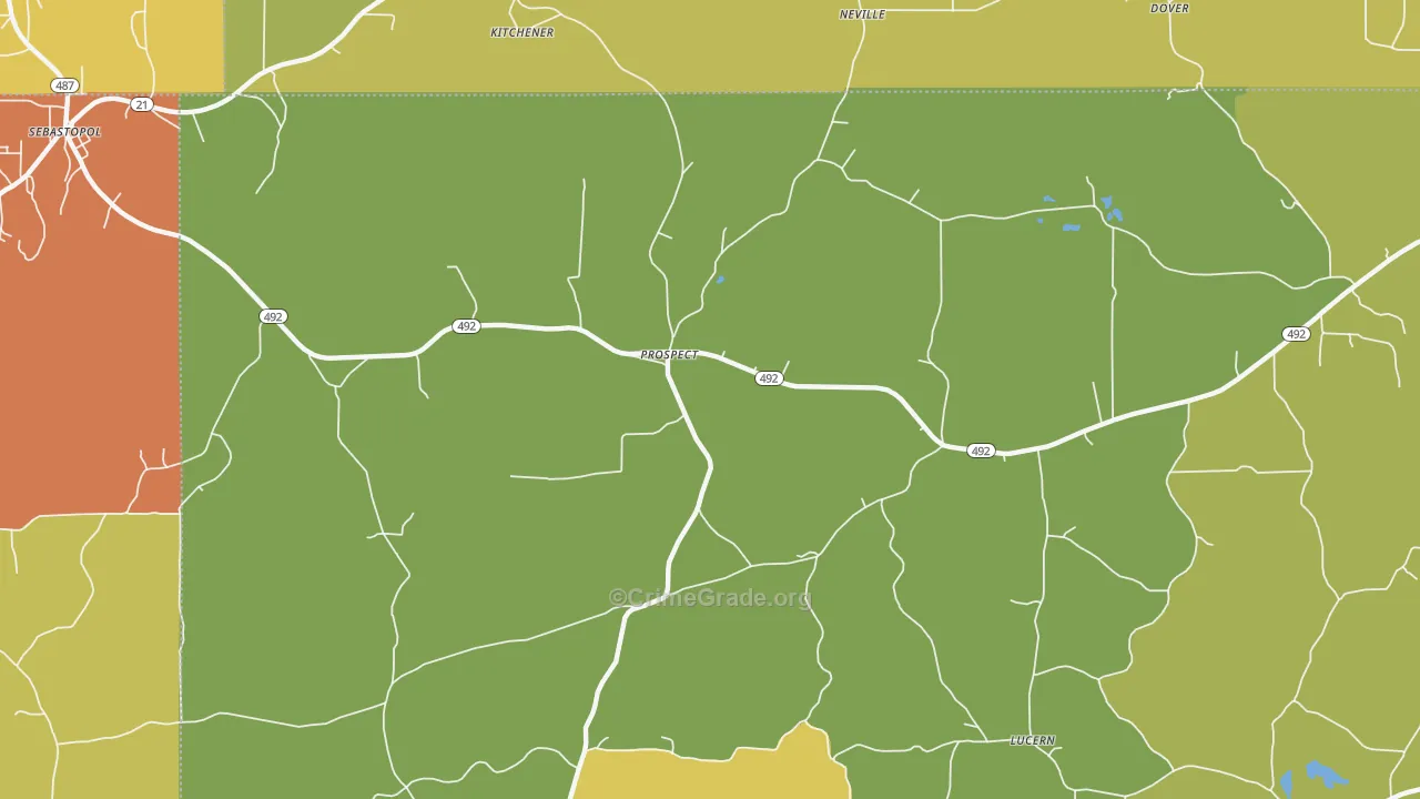 Prospect, MS Map of Burglary Rates