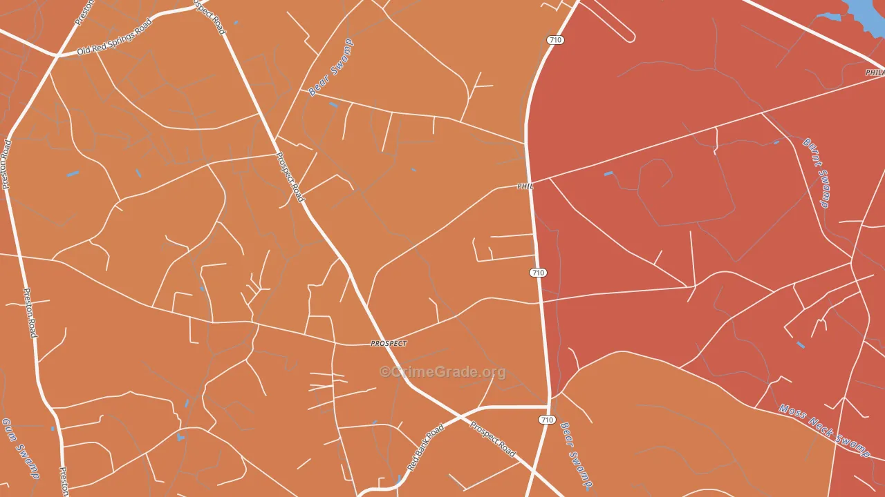 Prospect, NC Map of Burglary Rates