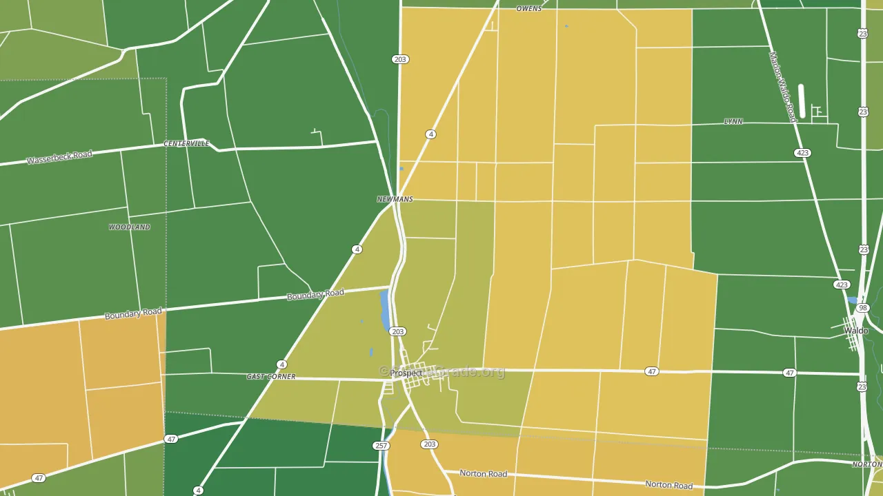 Prospect, OH Map of Burglary Rates