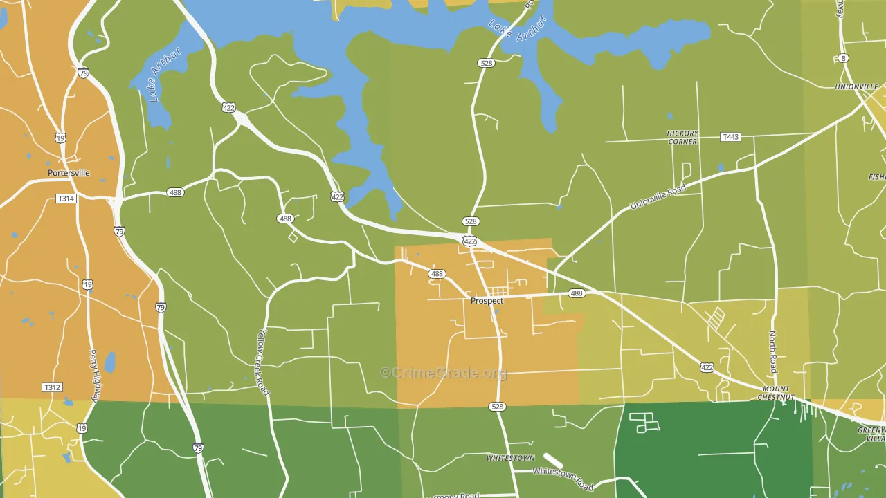 Prospect, PA Map of Burglary Rates