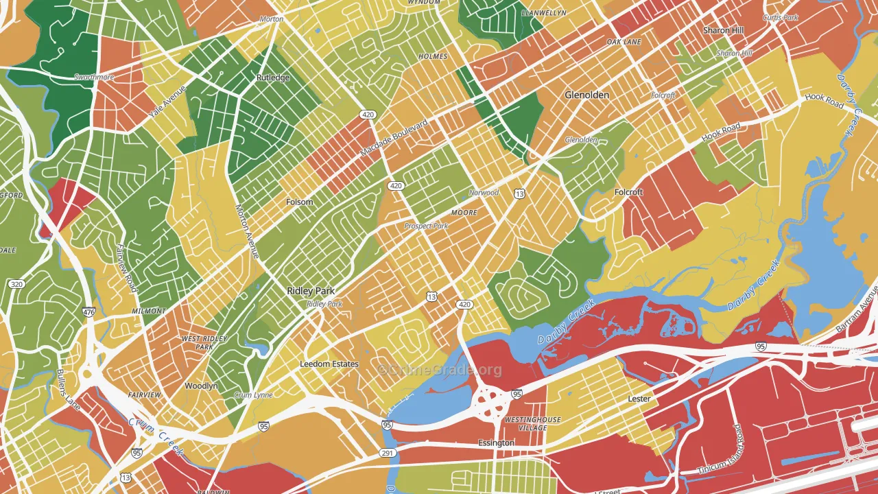 Prospect Park, PA Map of Burglary Rates