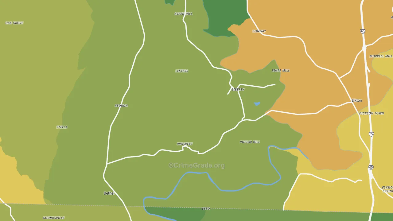 Prospect, TN Map of Burglary Rates