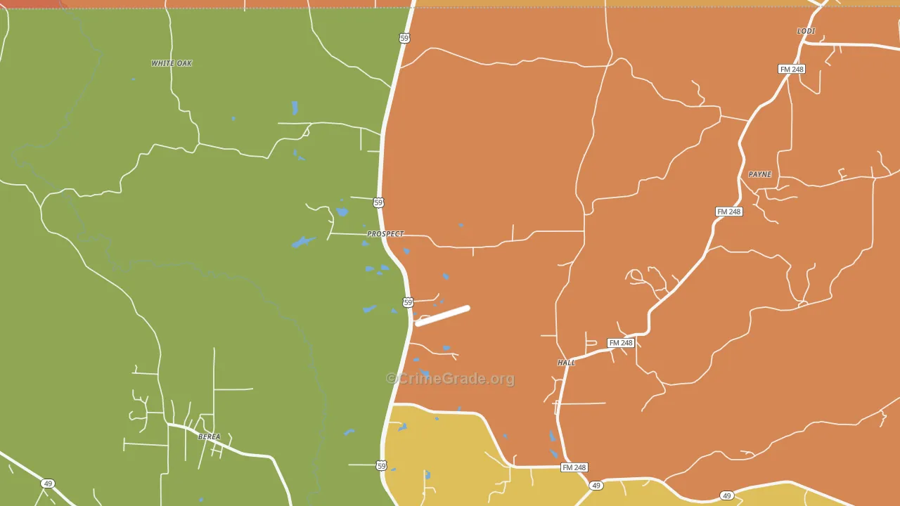 Prospect, TX Map of Burglary Rates