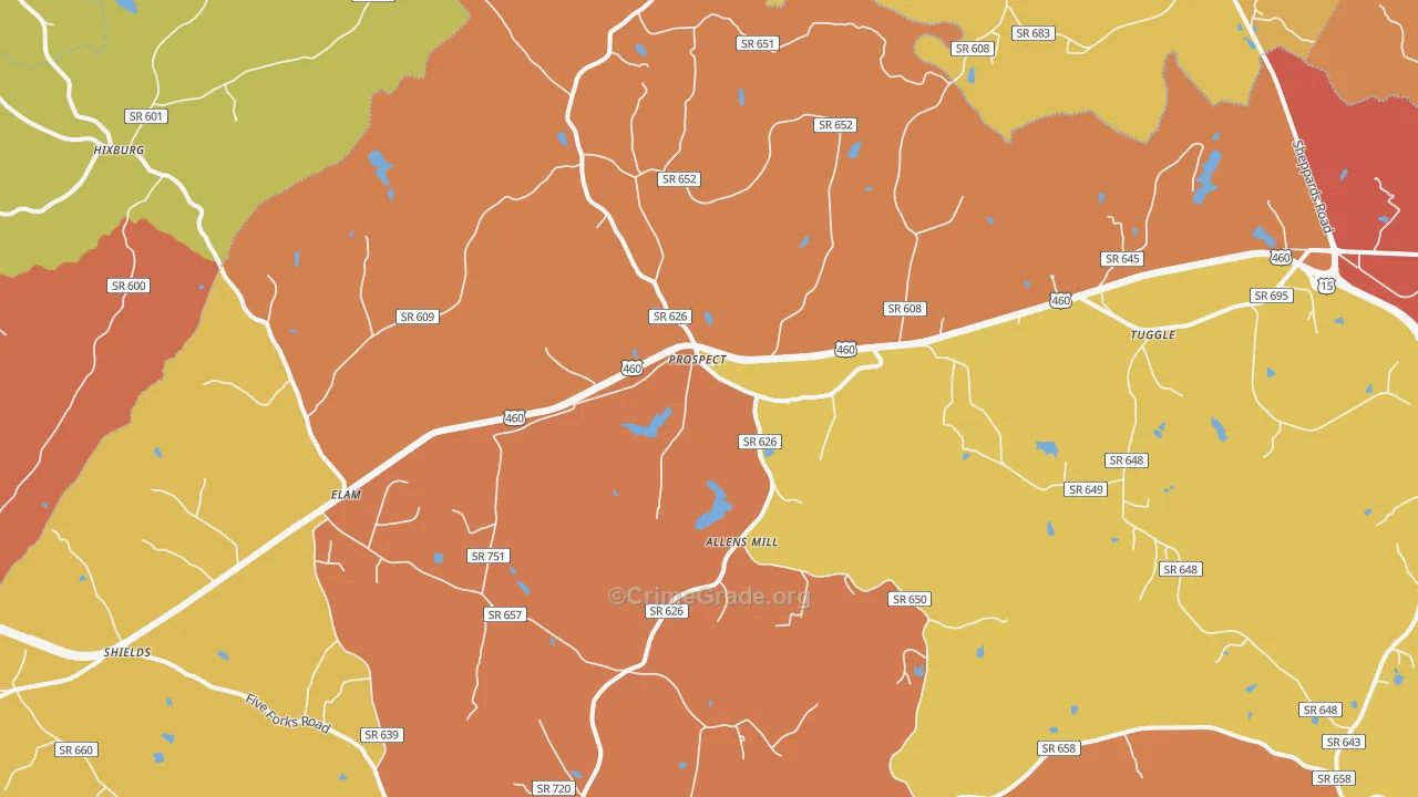 Prospect, VA Map of Burglary Rates