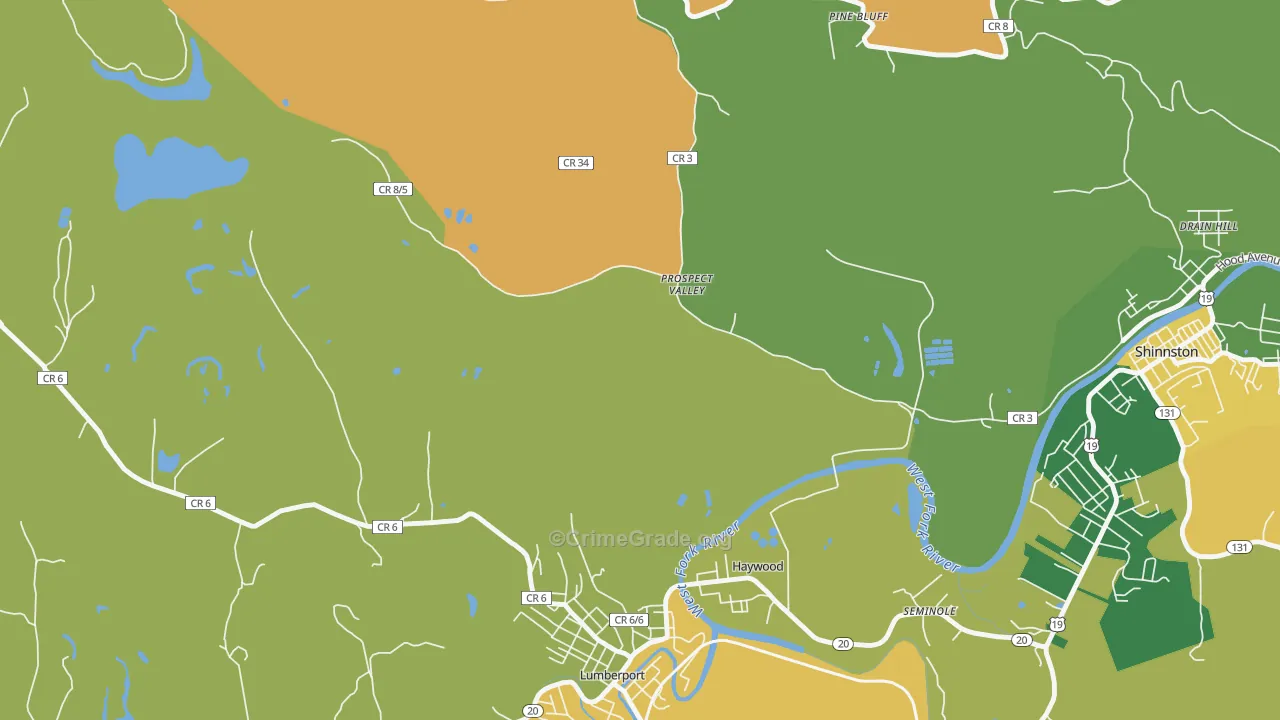 Prospect Valley, WV Map of Burglary Rates