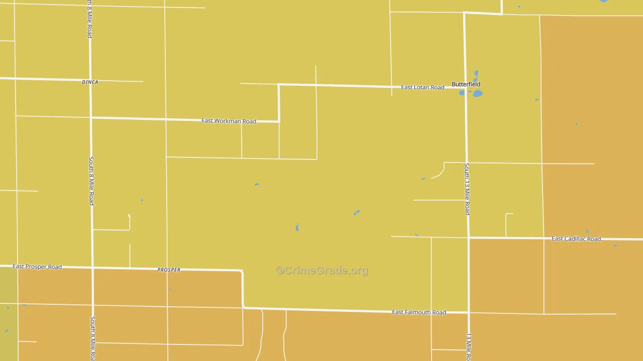 Prosper, MI Map of Burglary Rates