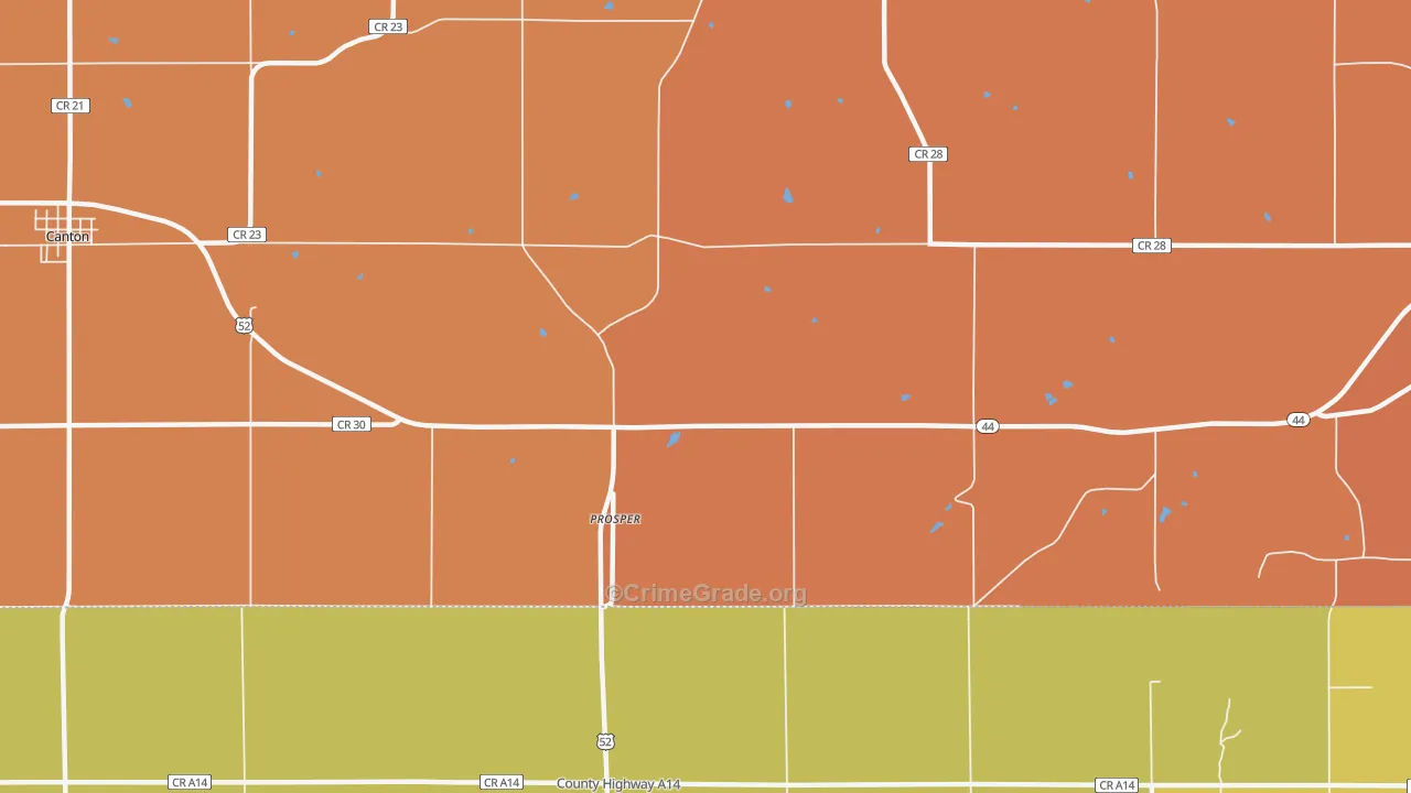 Prosper, MN Map of Burglary Rates