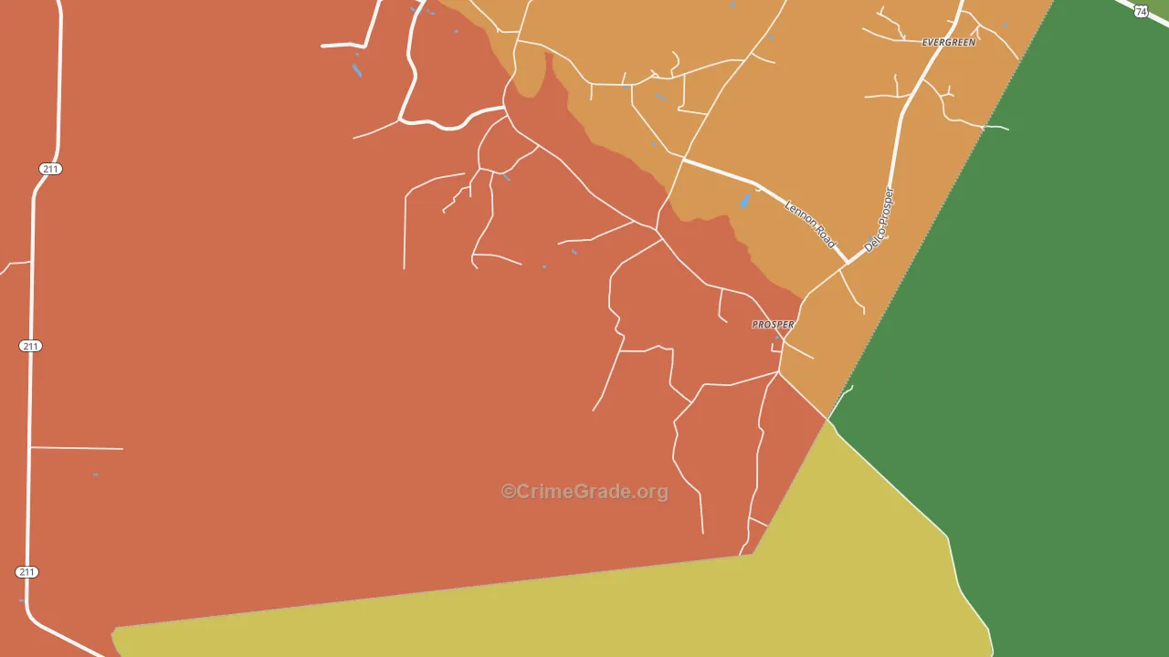 Prosper, NC Map of Burglary Rates