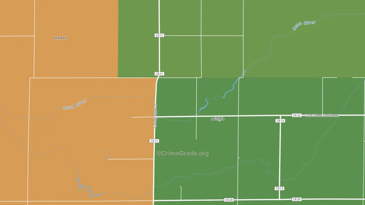 Prosper, ND Map of Burglary Rates
