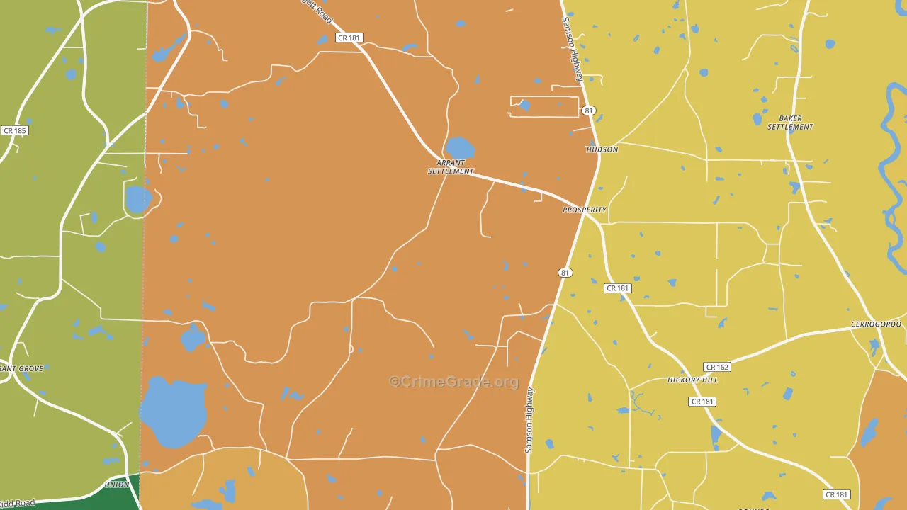 Prosperity, FL Map of Burglary Rates